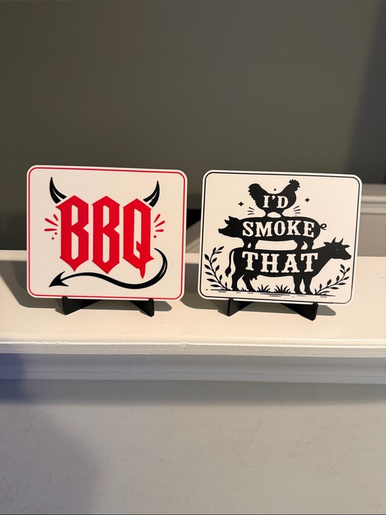 Other - BBQ Red and Black Decorative 3D printed signs - Set of 2